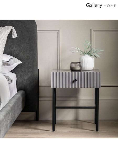Gallery Home Grey Tetouan 1 Drawer Bedside Table (B81255) | £125