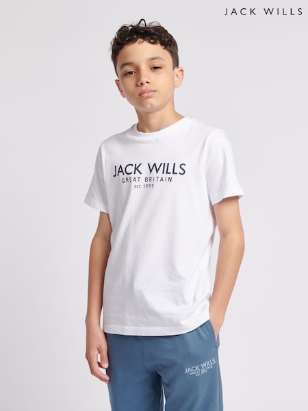 Jack Wills White Boys Regular Fit Carnaby 100% Cotton T-Shirt (B81556) | £20 - £24