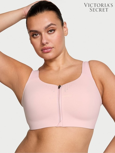 Victoria's Secret Chalk Rose Pink Strappy Back Front Close Featherweight Max High Support Sports Bra (B81646) | £55