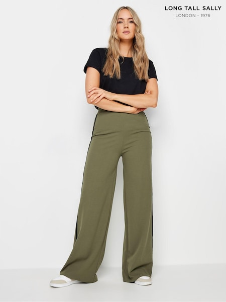 Long Tall Sally Green Side Stripe Wide Leg Trousers (B81783) | £37