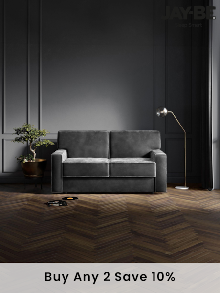 Jay-Be Luxe Velvet Steel Grey Linea 2 Seater Sofa Bed (B81951) | £2,245