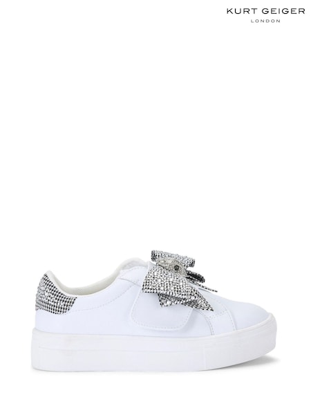 Kurt Geiger London Chrome Junior Silver Mini Laney Bow Trainers (B82007) | £69