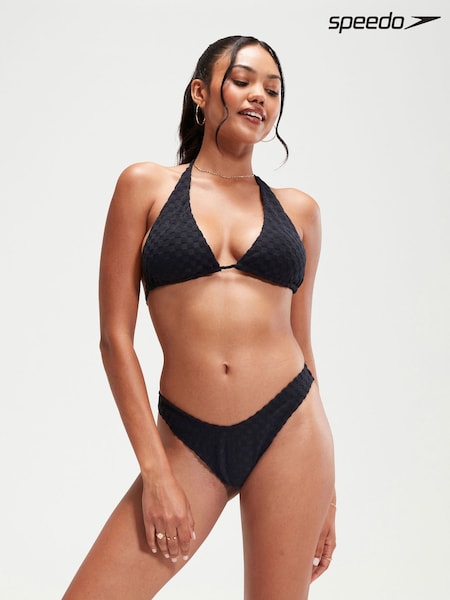 Speedo Black Terry Scoop Bikini Bottoms with UPF50+ Sun Protection (B82152) | £22