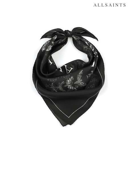 AllSaints Black Escalera Heart Bandana Scarf (B82497) | £39
