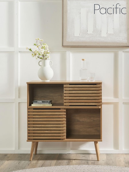 Pacific Natural Larvik Wood 2 Door 2 Shelf Unit (B82746) | £180