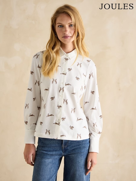 Joules Cream Hares Joules X Eleanor Tomlinson Jersey Shirt (B82975) | £49