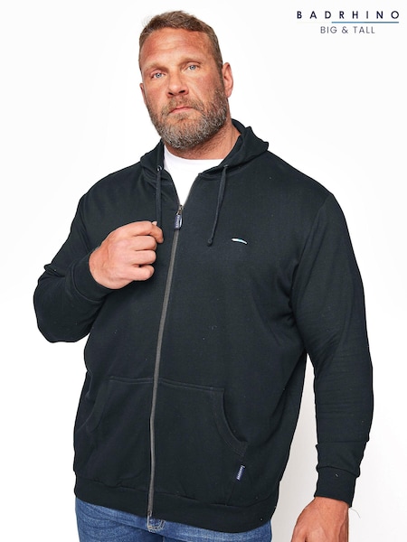BadRhino Big & Tall Black Essential Zip-Up Hoodie (B83207) | £30