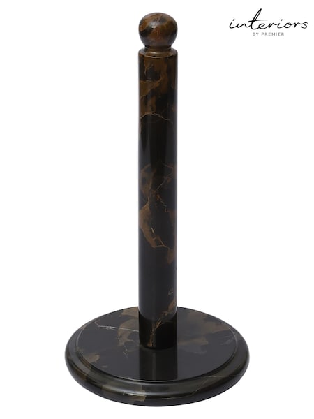 Interiors by Premier Black and Gold Marble Kitchen Roll Holder (B83286) | £29