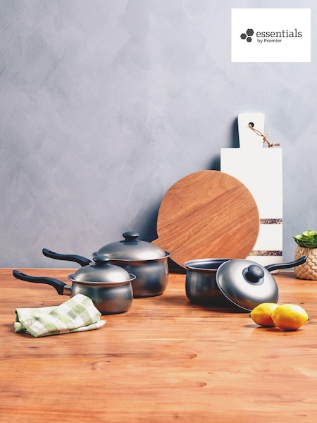 Essentials by Premier Silver Viggo 3 piece Belly Pan Set (B83359) | £38