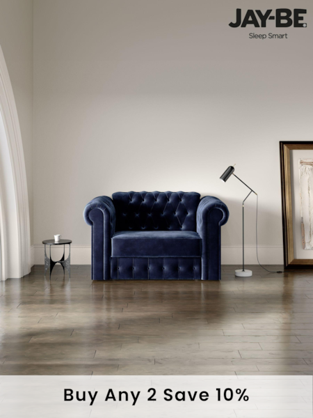 Jay-Be Luxe Velvet Royal Blue Chesterfield Snuggle Sofa Bed (B83382) | £2,710