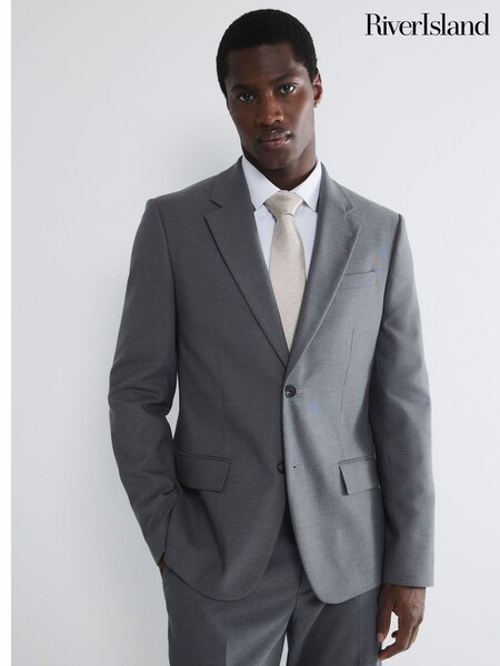 River Island Grey Slim Fit Plain Suit Jacket (B83641) | £70