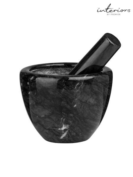 Interiors by Premier Black Marble Plain Pestle And Mortar Set (B83792) | £28