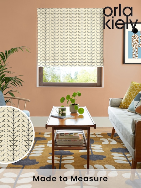 Orla Kiely Black Linear Stem Made to Measure 100% Cotton Roman Blind (B83924) | £79