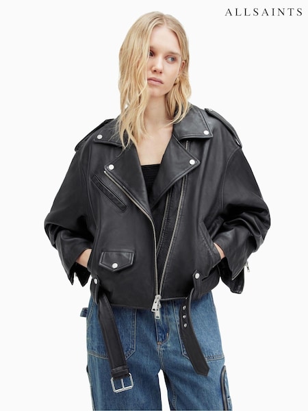 AllSaints Black Dayle Biker Jacket (B84276) | £379