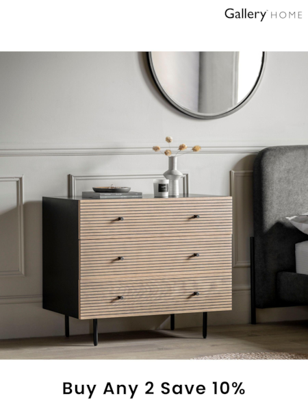 Gallery Home Black Nador Oak Style 3 Drawer Chest (B84336) | £451