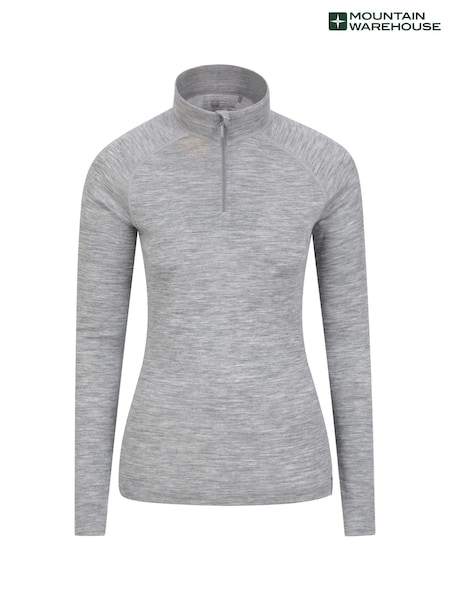 Mountain Warehouse Grey Womens Merino Zip Neck Thermal Top (B84497) | £48