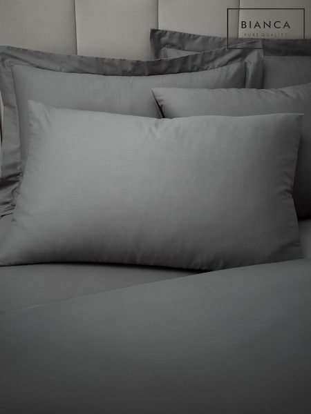 Bianca Set of 2 Charcoal Grey 180 Thread Count Cotton Pillowcases (B84594) | £11