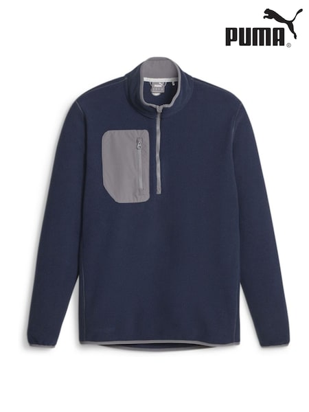 Puma Blue Mens Golf Quarter Zip Fleece Top (B85229) | £75