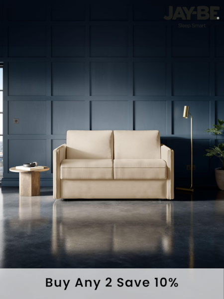 Jay-Be Brushed Twill Linen Cream Slim 2 Seater Sofa Bed (B85763) | £2,080