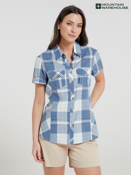 Mountain Warehouse Light Blue Womens Holiday 100% Cotton Shirt (B85793) | £30
