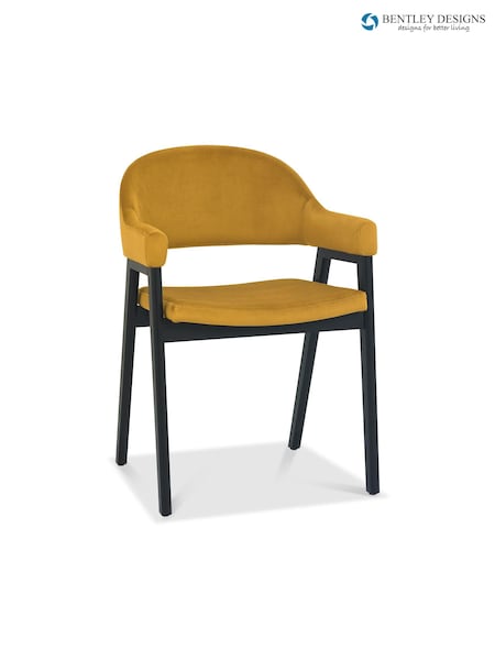 Bentley Designs Weathered Oak Mustard Camden Peppercorn Upholstered Arm Chairs Set of 2 (B85868) | £450