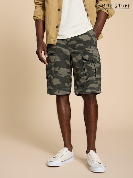 White Stuff Green Halsall 100% Cotton Cargo Shorts (B85916) | £50