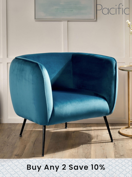 Pacific Sapphire Blue Lucca Velvet Chair (B86120) | £320
