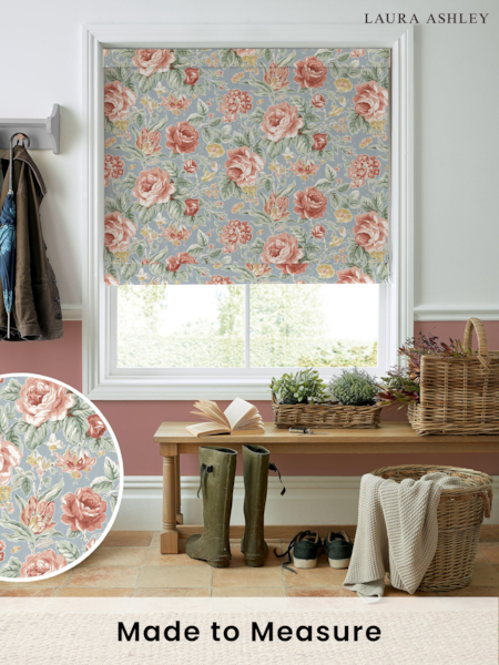 Laura Ashley Ochre Yellow Wild Roses Made to Measure 100% Cotton Roman Blinds (B86371) | £79