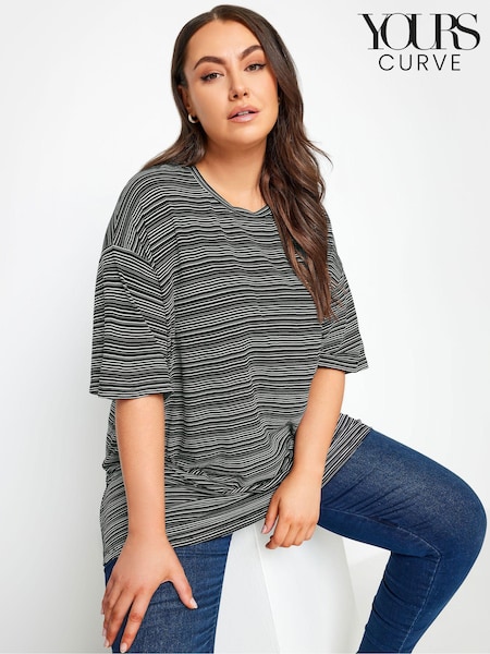 Yours Curve Blue Oversized Boxy T-Shirt (B86482) | £22