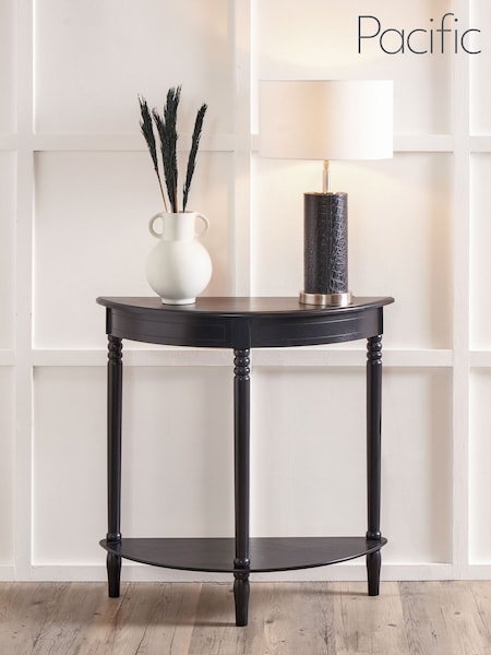 Pacific Black Heritage Pine Wood Half Moon Console Table (B86539) | £90