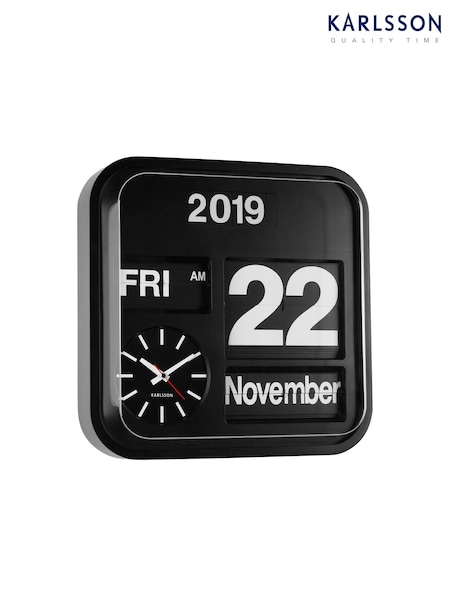 Karlsson Black Big Flip Wall Clock (B86570) | £486