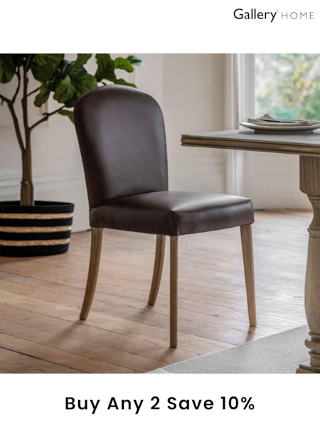 Gallery Home Brown Holland Leather Dining Chairs Set of 2 (B86799) | £455