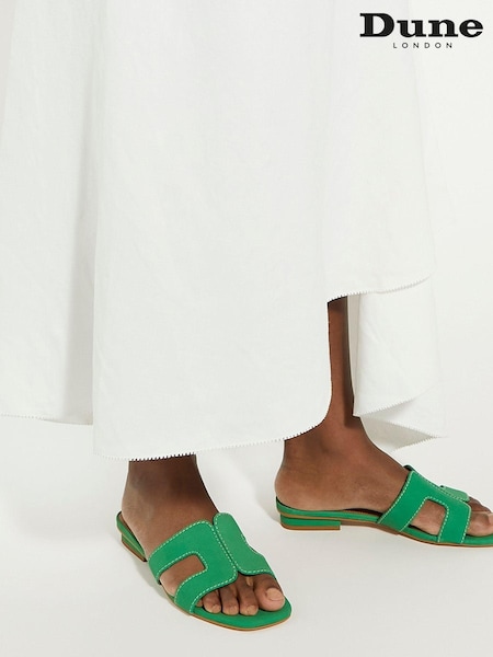 Dune London Green Standard Fit Loupe Smart Slider Sandals (B86830) | £99