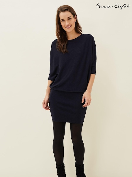 Phase Eight Navy Becca Batwing Knitted Dress (B86845) | £99