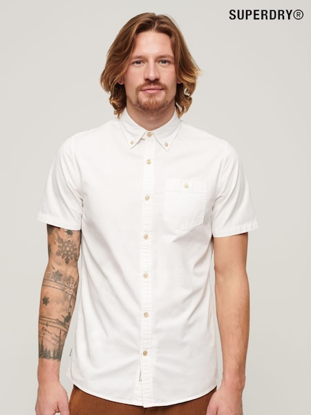 Superdry White 100% Cotton Merchant Store Short Sleeve Shirt (B86880) | £50