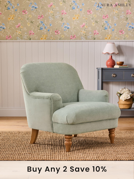 Laura Ashley Baron Chenille Pale Grey Green Clipsham Accent Chair (B87337) | £399