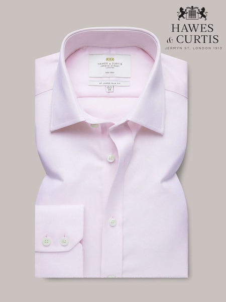 Hawes & Curtis Slim Pink  Non-Iron Pique 100% Cotton Shirt (B87423) | £65