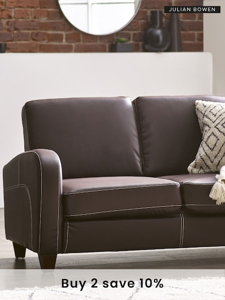 Julian Bowen Chestnut Brown Vivo 2 Seater Faux Leather Sofa (B87591) | £330