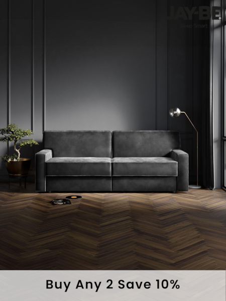 Jay-Be Luxe Velvet Steel Grey Linea 4 Seater Sofa Bed (B87633) | £3,405