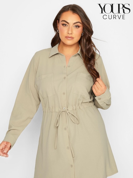 Yours Curve Natural Formal Long Sleeve Crinkle Utility Tunic (B87721) | £31