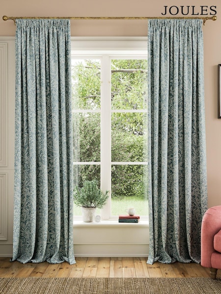 Joules Duck Egg Twilight Ditsy Lined Pencil Pleat Pencil Pleat Curtains (B87749) | £70 - £110
