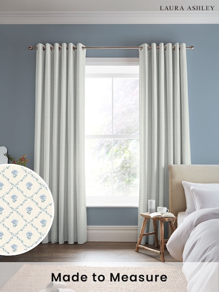 Laura Ashley Pale Seaspray Blue Kate Made to Measure 100% Cotton Curtains (B87905) | £91