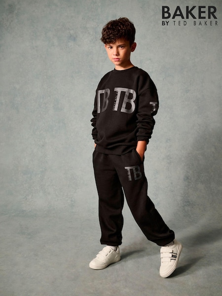 Baker by Ted Baker Black Oversized Sweatshirt and Joggers Set (B88094) | £33 - £40