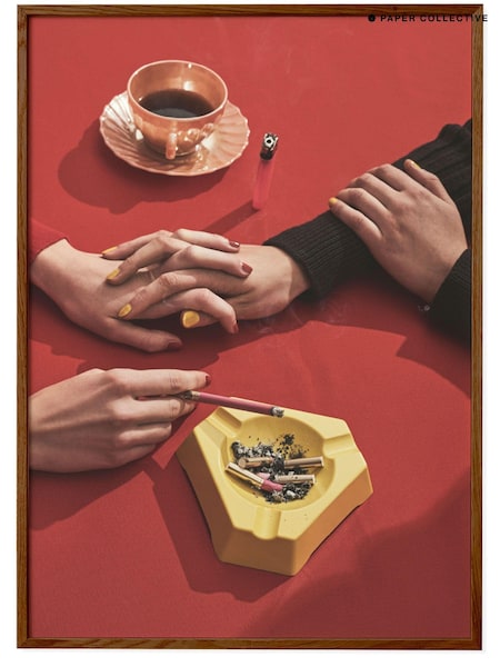 Paper Collective Red First Date Framed Wall Art Print in Dark Oak Frame (B88259) | £70 - £110