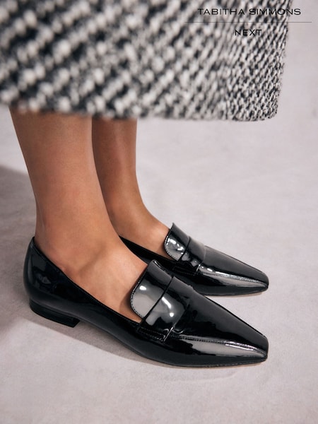 Black Leather Tabitha Simmons x Next Jess Square Toe Loafers (B88412) | £96