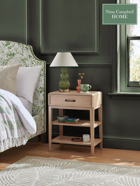 Nina Campbell Light Brown Tedworth 1 Drawer Bedside (B88619) | £369
