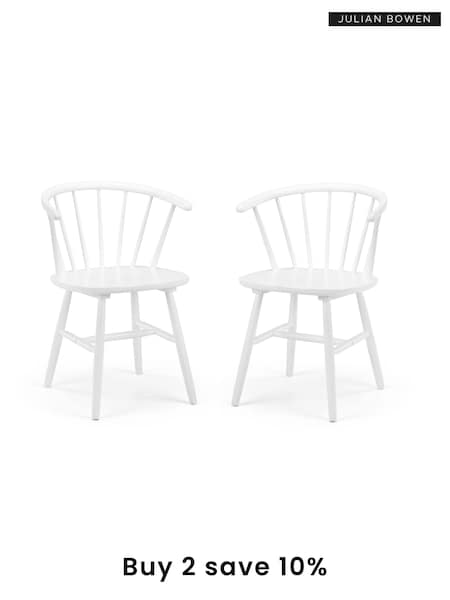 Julian Bowen Set of 2 White Modena Dining Chairs (B88733) | £185