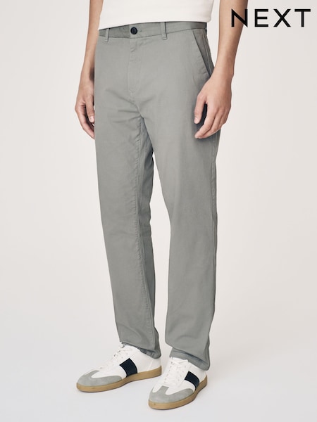 Grey Light Slim Fit Stretch Chinos Trousers (B88950) | £24