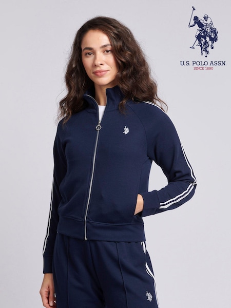 U.S. Polo Assn. Blue Blue Womens Stripe Trim Zip Up Tracksuit Top (B88964) | £65