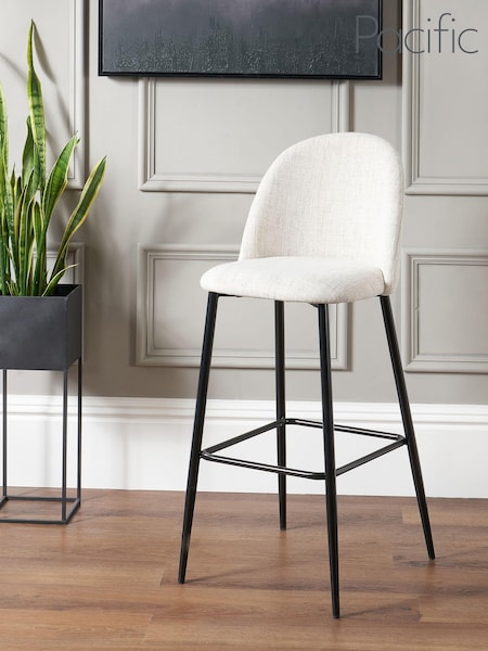 Pacific Grey Turi Pebble Linen Mix Bar Stool with Black Legs (B88985) | £180